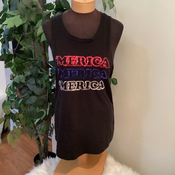 Pink Victorias Secret muscle tank Woman’s size S Merica theme in sequins - Picture 1 of 13